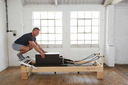 Align Pilates M8-Pro Maple Wood Reformer Machine With Pro Sitting Box PAP-REFORMERM8B