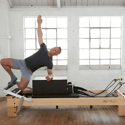 Align Pilates M8-Pro Maple Wood Reformer Machine With Pro Sitting Box PAP-REFORMERM8B